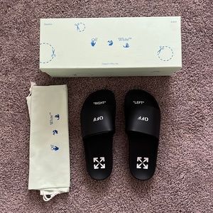 Off White Black Slides Size 8